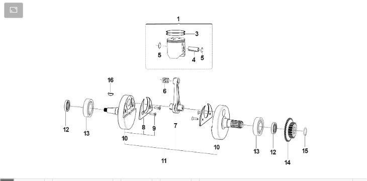 Pièces d'origine pour TM RACING 250 250 2T 250 FI EN 2024 - Vilebrequin et piston