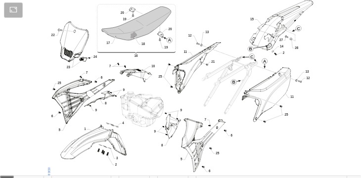 Pièces d'origine pour TM RACING 300 300 2T 300 MX 2024 - Plastiques et selle