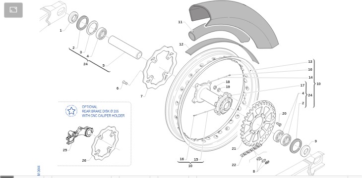 Pièces d'origine pour TM RACING 300 300 2T 300 SMX 2024 - Roue arrière 17 x 5,00