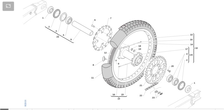 Pièces d'origine pour TM RACING 300 300 4T 300 Fi MX 2024 - Roue arrière 19 x 2,15