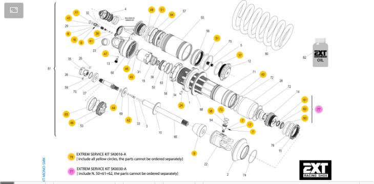 Pièces d'origine pour TM RACING 450 450 4T 450 Fi SMK 2024 - TM Mono - cadre et partie-cycle Extreme SMK