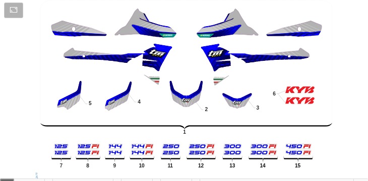 Pièces d'origine pour TM RACING 450 450 4T 450 Fi MX 2024 - Kit d'autocollants