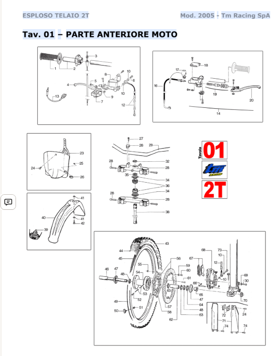 Pièces d'origine pour TM RACING 300 300 300 2 Temps MX/EN 2005 - Partie Avant de la moto