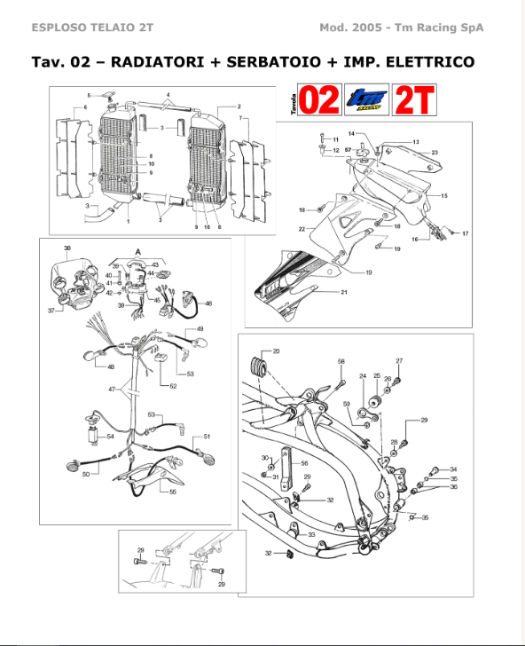 Pièces d'origine pour TM RACING 300 300 300 2 Temps MX/EN 2005 - Radiateur + Réservoir+ Implantation Electrique