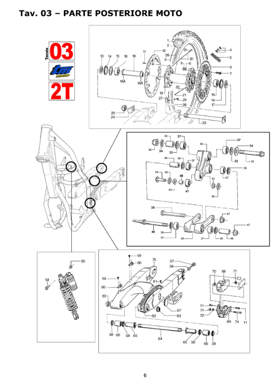 Pièces d'origine pour TM RACING 300 300 300 2 Temps MX/EN 2005 - Partie Arrière de la moto