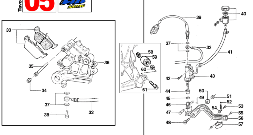 Pièces d'origine pour TM RACING 300 300 300 2 Temps MX/EN 2005 - Freins et Pompe de Frein Arrière Super Motard
