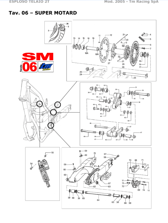 Pièces d'origine pour TM RACING 300 300 300 2 Temps MX/EN 2005 - Partie Arrière de la moto Super Motard