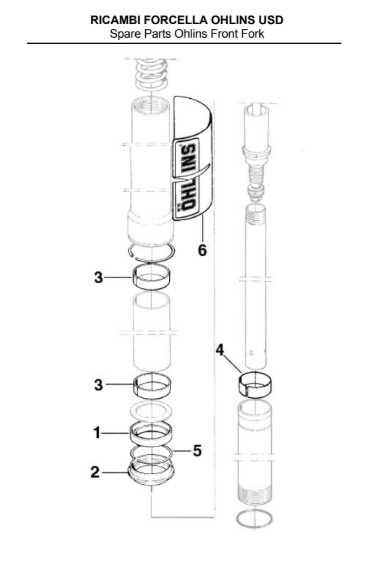 Pièces d'origine pour TM RACING 300 300 300 2 Temps MX/EN 2005 - Fourche OHLINS Diamètre 48