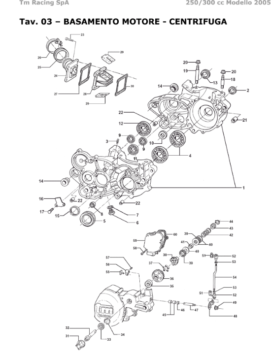 Pièces d'origine pour TM RACING 300 300 300 2 Temps MX/EN 2005 - Bas Moteur et Centrifuge