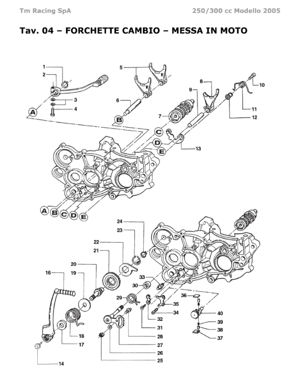 Pièces d'origine pour TM RACING 300 300 300 2 Temps MX/EN 2005 - Fourchettes De Boîte et Montage sur Moto