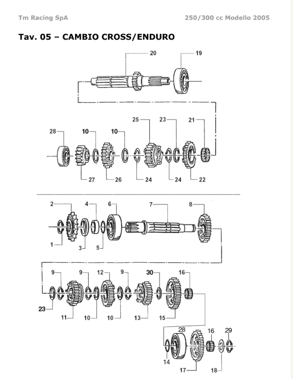 Pièces d'origine pour TM RACING 300 300 300 2 Temps MX/EN 2005 - Boîte de Vitesse Croos/Enduro