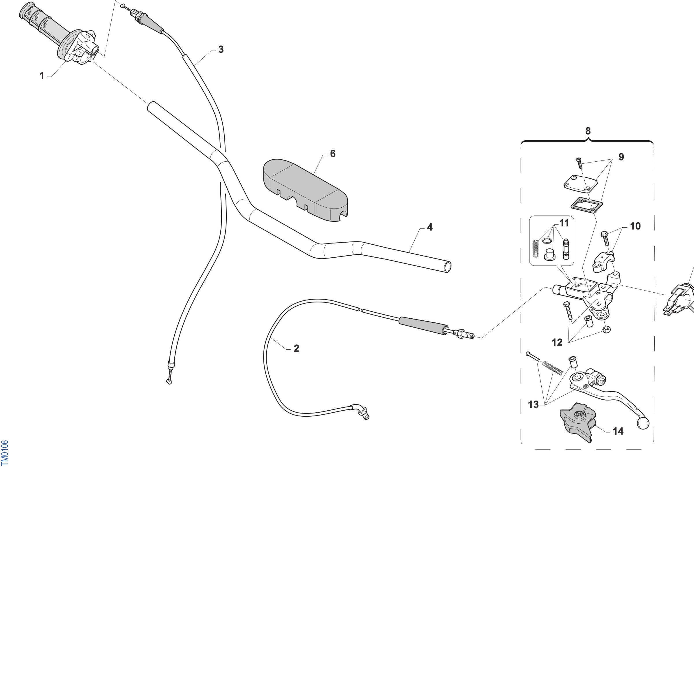 Pièces d'origine pour TM RACING 85 85 2T 85 MX-J 2027 - Guidon et commandes