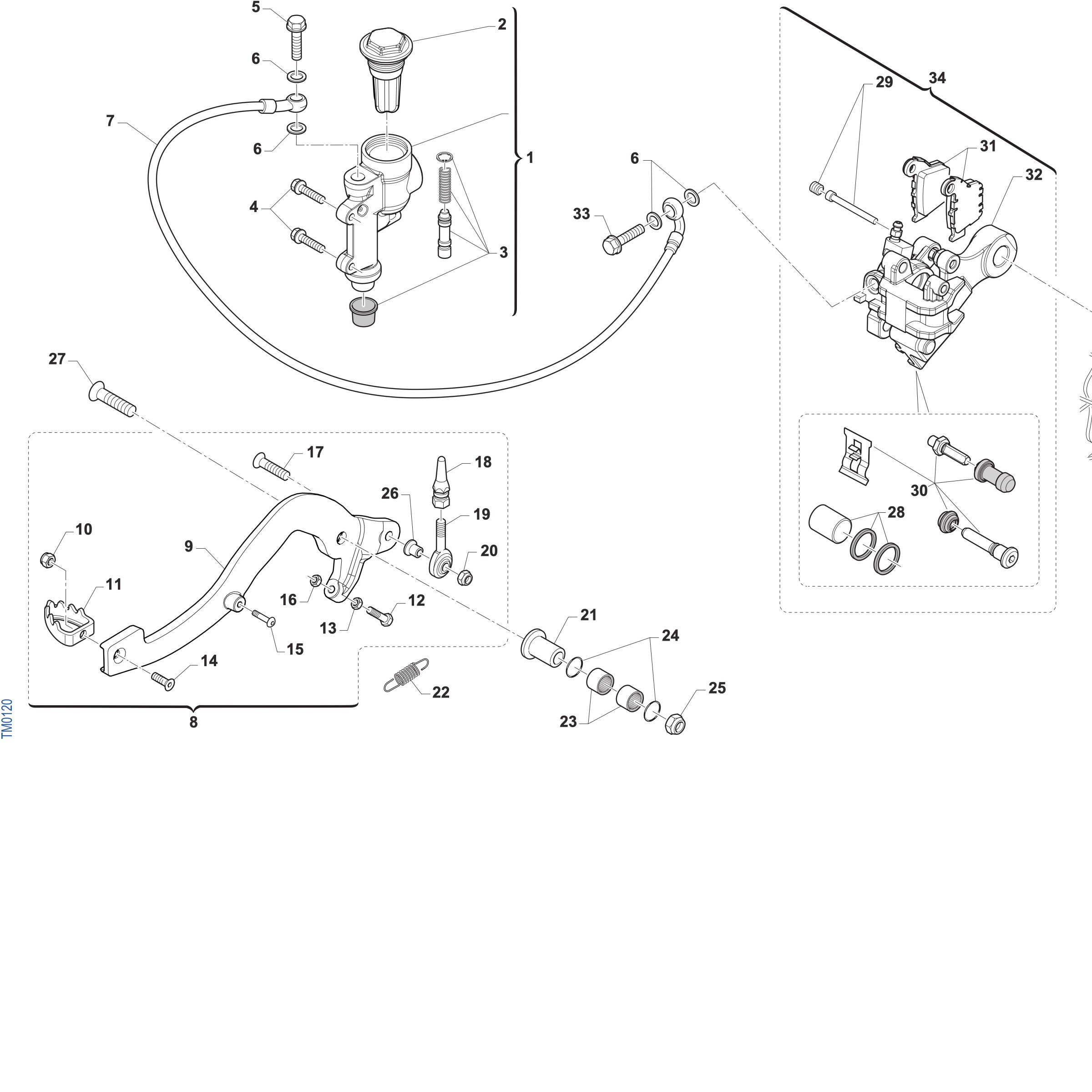 Pièces d'origine pour TM RACING 85 85 2T 85 MX-J 2027 - Frein arrière