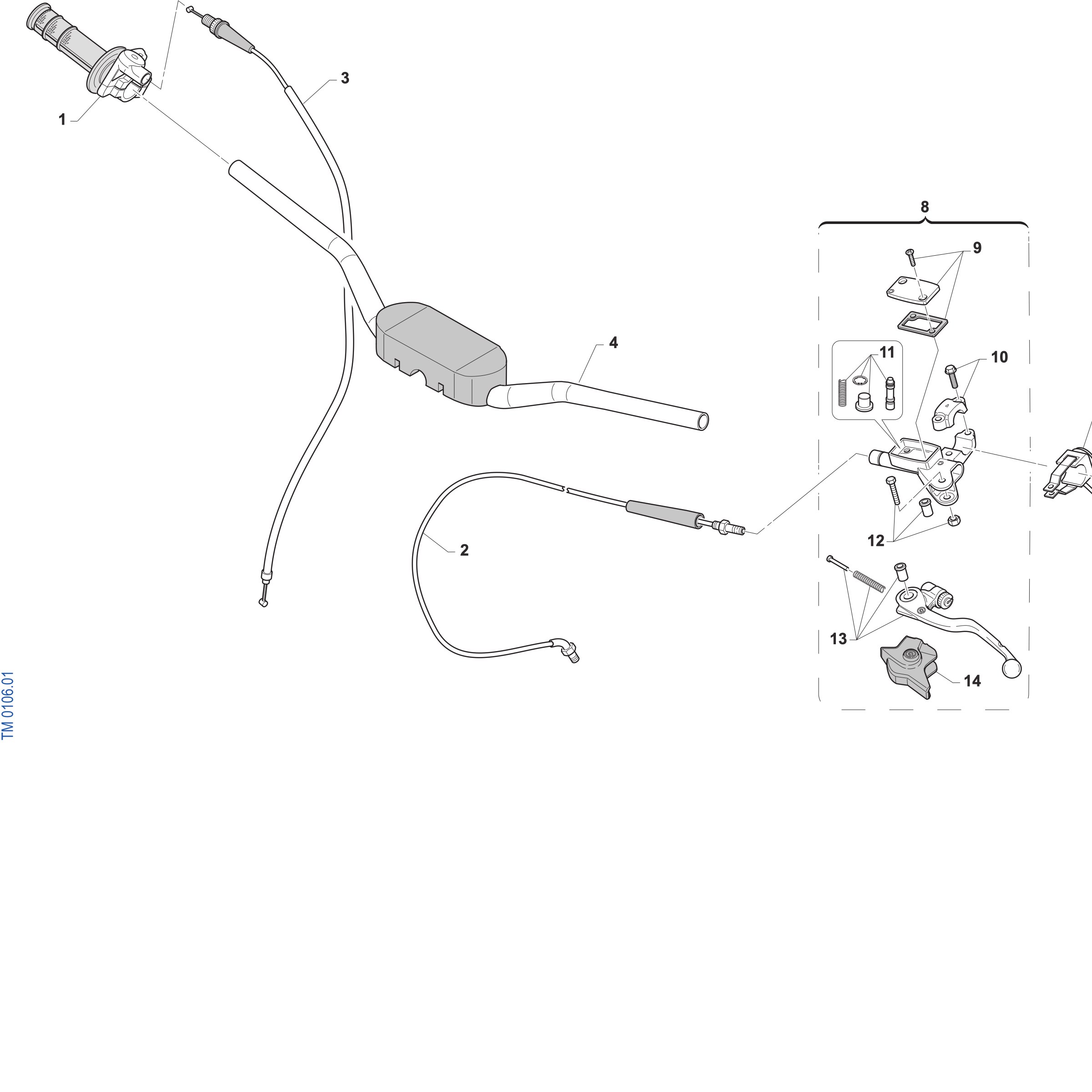 Pièces d'origine pour TM RACING 85 85 2T 85 MX-J 2027 - Guidon et commandes CORSE