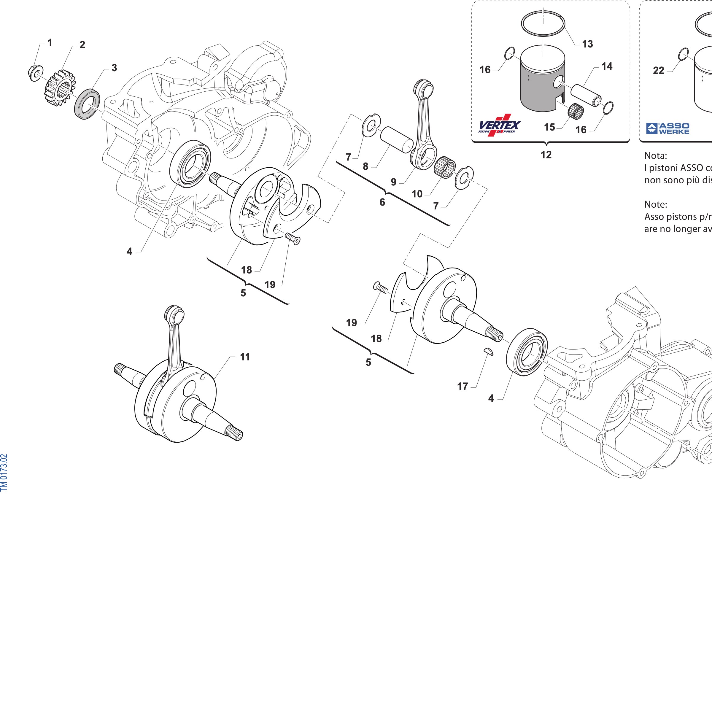 Pièces d'origine pour TM RACING 100 100 2T 100 MX-J 2027 - Vilebrequin et piston