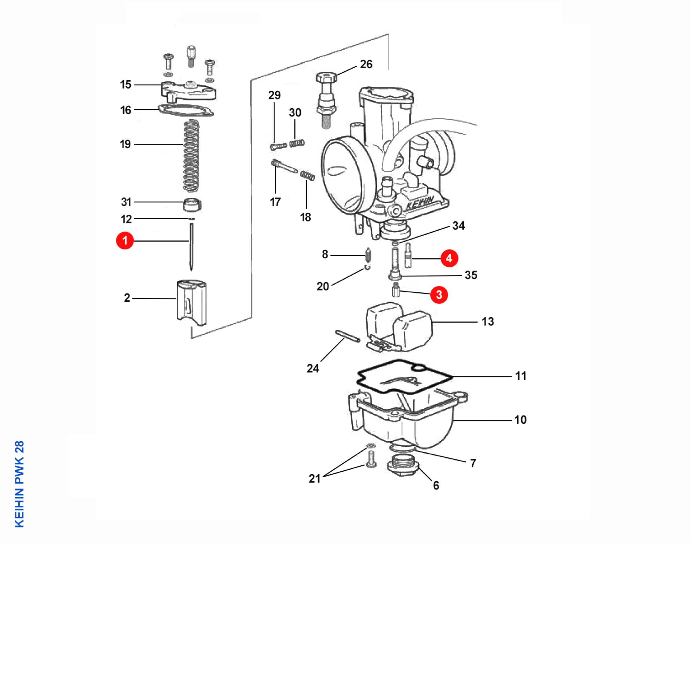 Pièces d'origine pour TM RACING 100 100 2T 100 MX-J 2027 - Carburateur KEIHIN PWK 28