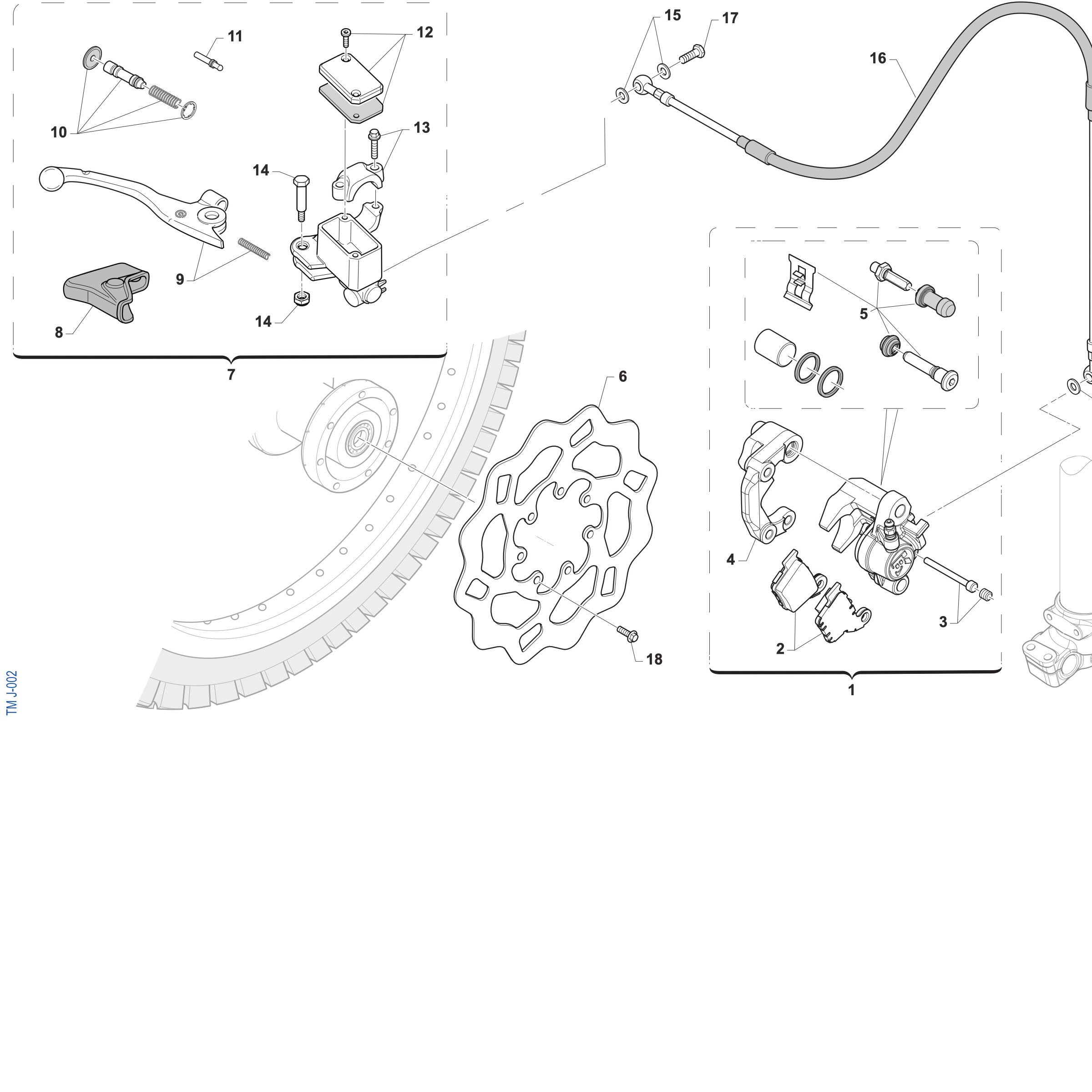 Pièces d'origine pour TM RACING 112 112 2T 112 MX-J 2027 - Frein avant