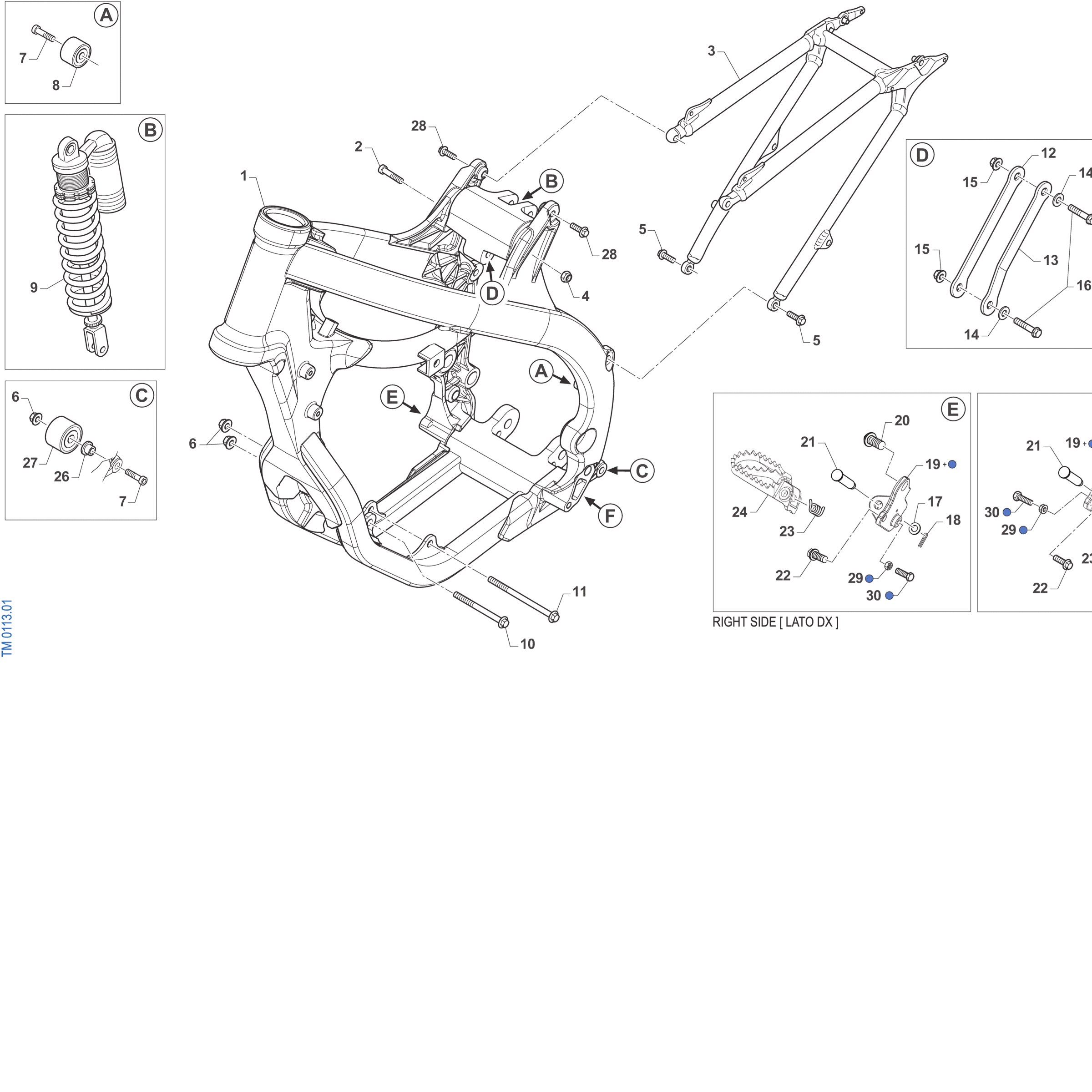 Pièces d'origine pour TM RACING 112 112 2T 112 MX-J 2027 - Cadre et partie-cycle