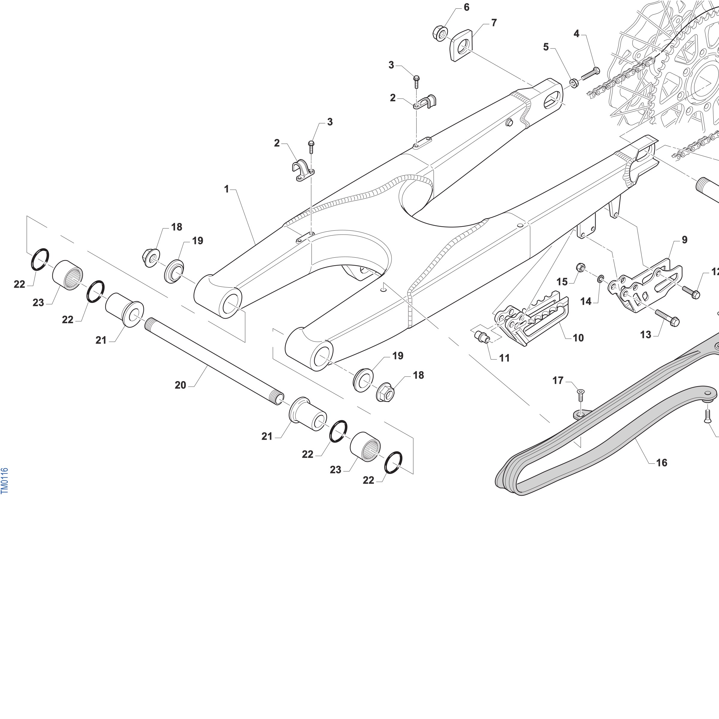 Pièces d'origine pour TM RACING 112 112 2T 112 MX-J 2027 - Bras oscillant