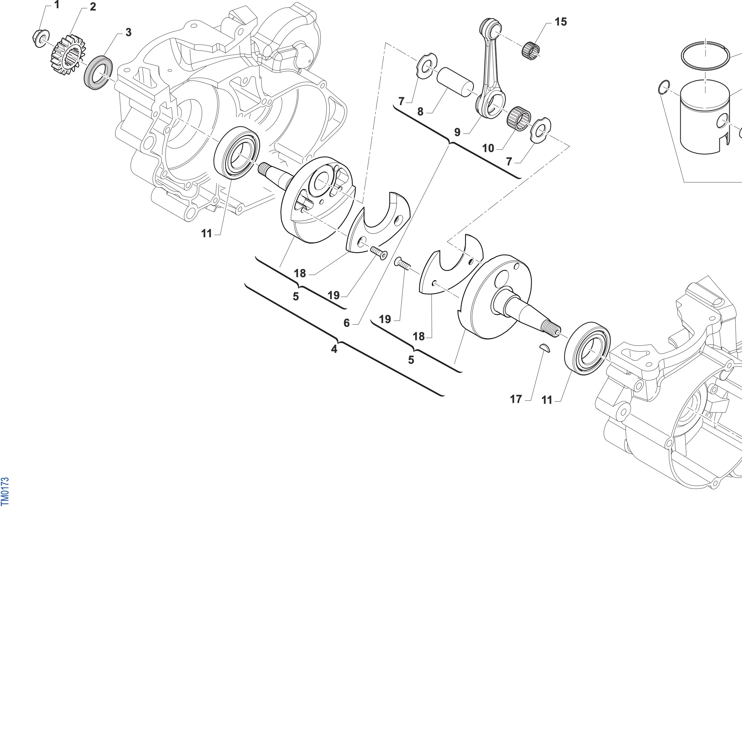 Pièces d'origine pour TM RACING 112 112 2T 112 MX-J 2027 - Vilebrequin et piston