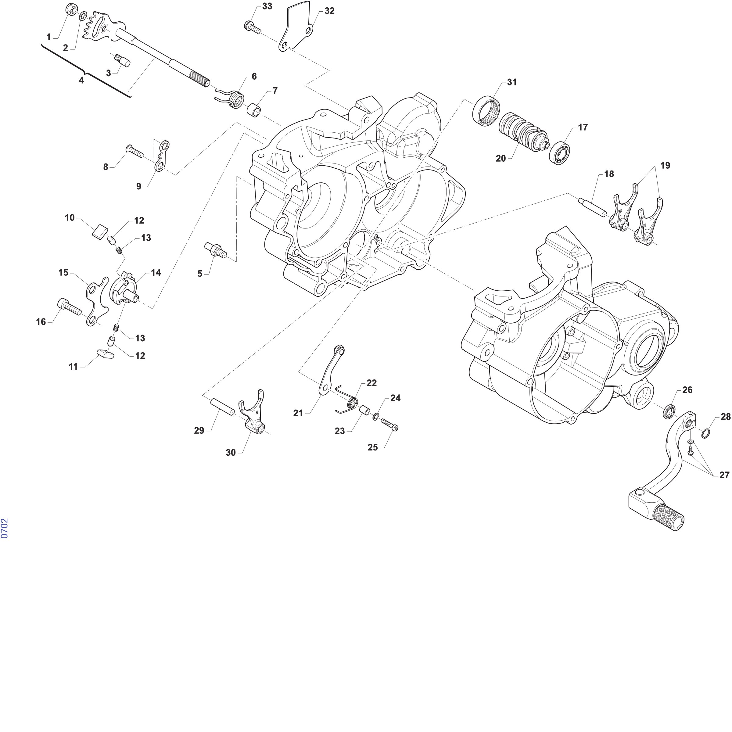 Pièces d'origine pour TM RACING 112 112 2T 112 MX-J 2027 - Mécanisme de sélection