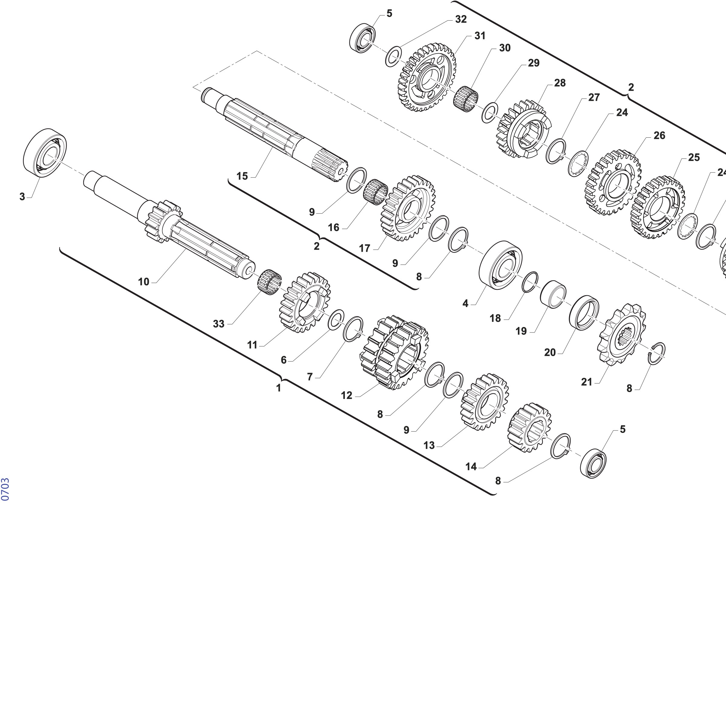Pièces d'origine pour TM RACING 112 112 2T 112 MX-J 2027 - Boîte de vitesses