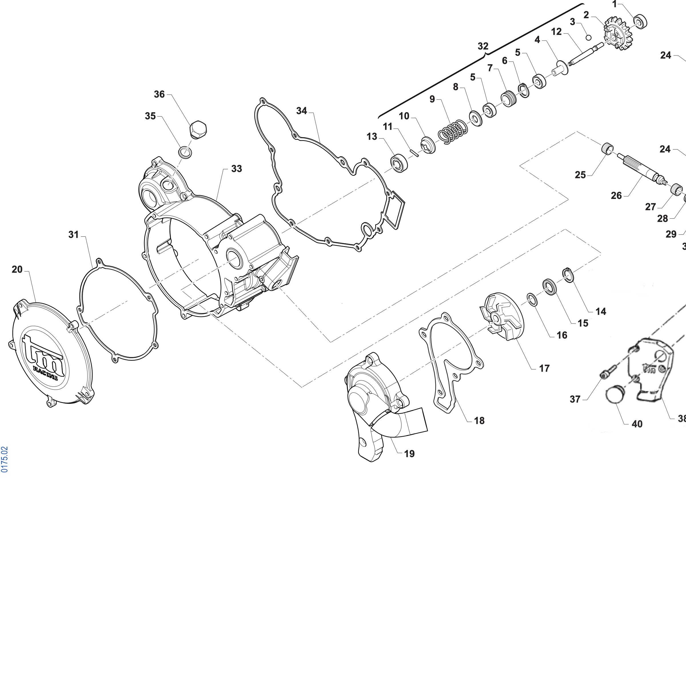 Pièces d'origine pour TM RACING 85 85 2T 85 SMX JUNIOR 2027 - Embrayage centrifuge et carter d'embrayage
