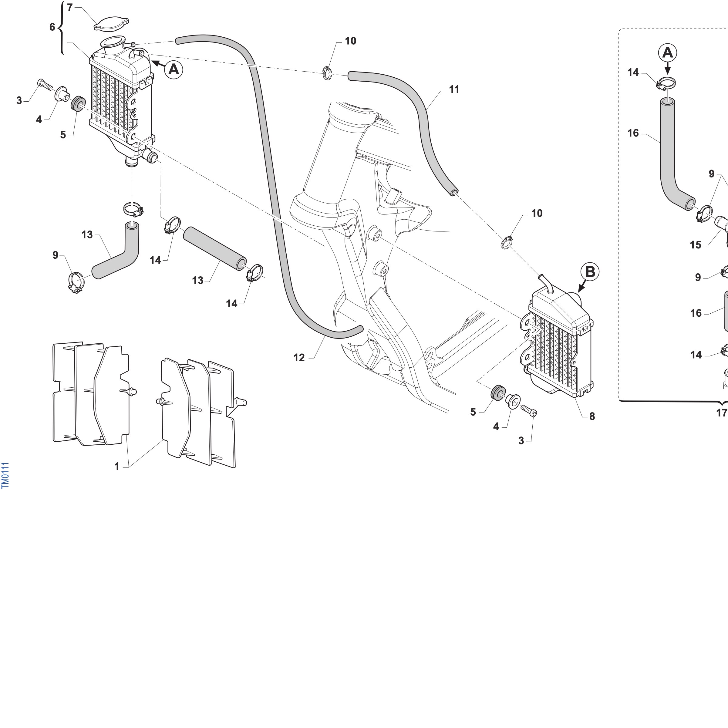 Pièces d'origine pour TM RACING 100 100 2T 100 SMX JUNIOR 2027 - Système de refroidissement