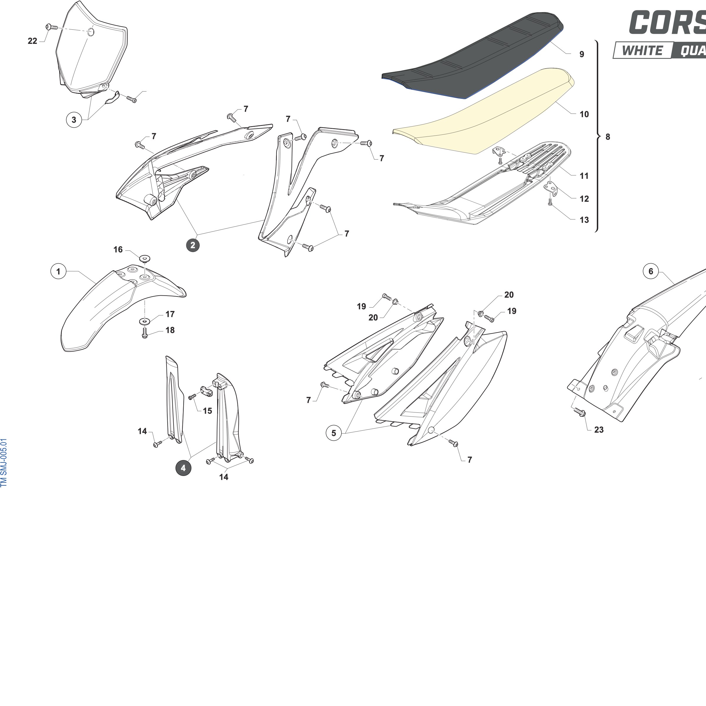 Pièces d'origine pour TM RACING 100 100 2T 100 SMX JUNIOR 2027 - Plastiques CORSE