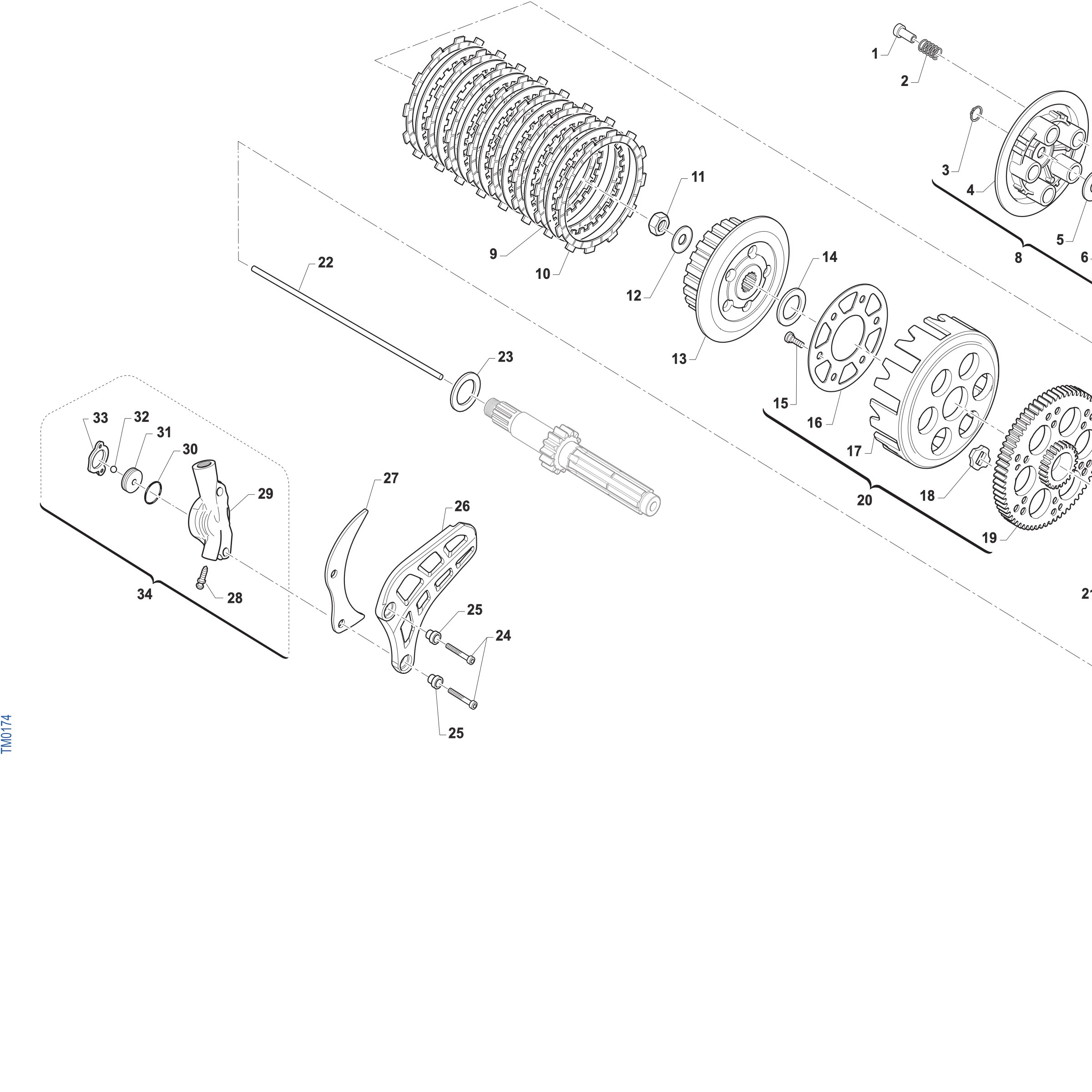 Pièces d'origine pour TM RACING 100 100 2T 100 SMX JUNIOR 2027 - Embrayage