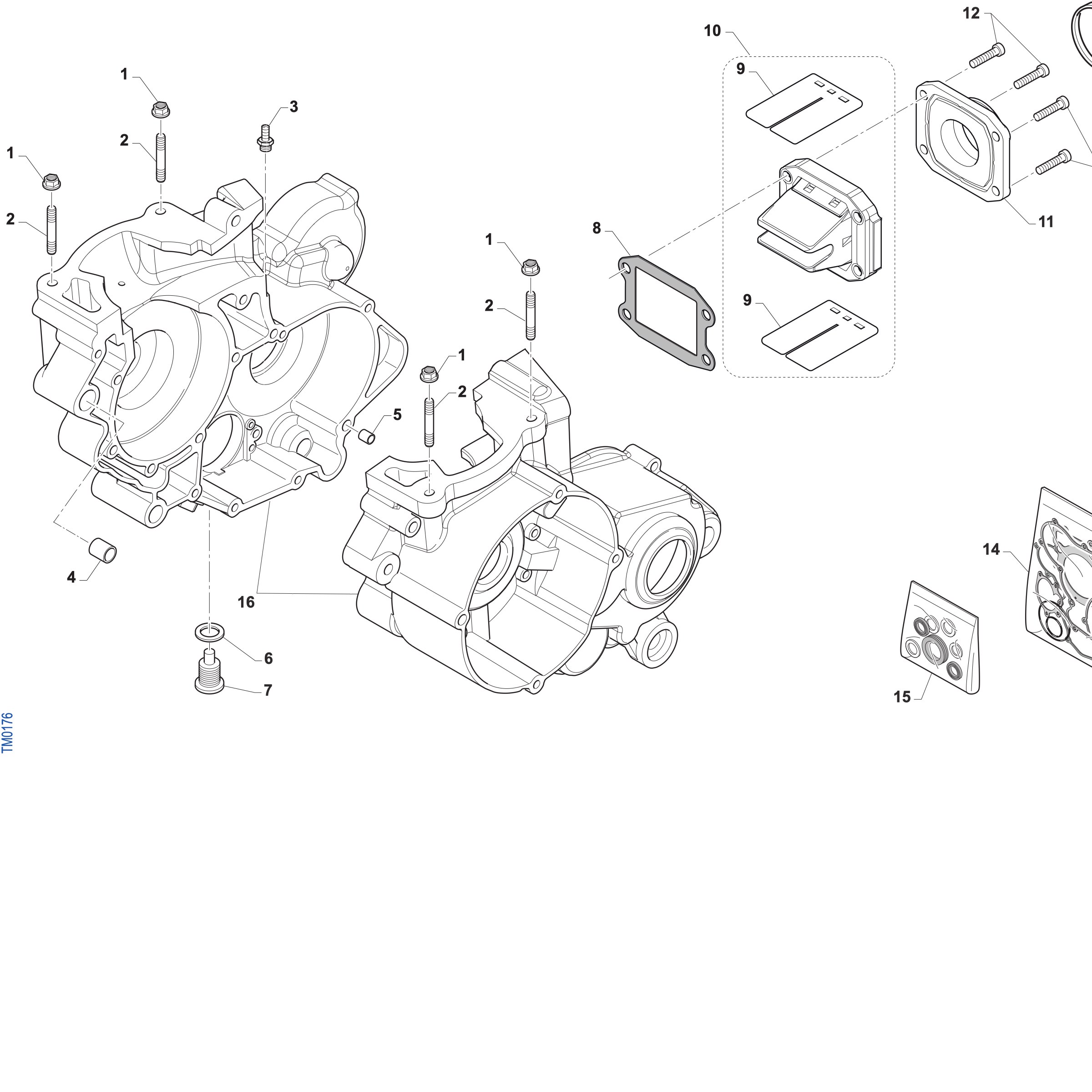 Pièces d'origine pour TM RACING 100 100 2T 100 SMX JUNIOR 2027 - Bas moteur et boîte à clapets