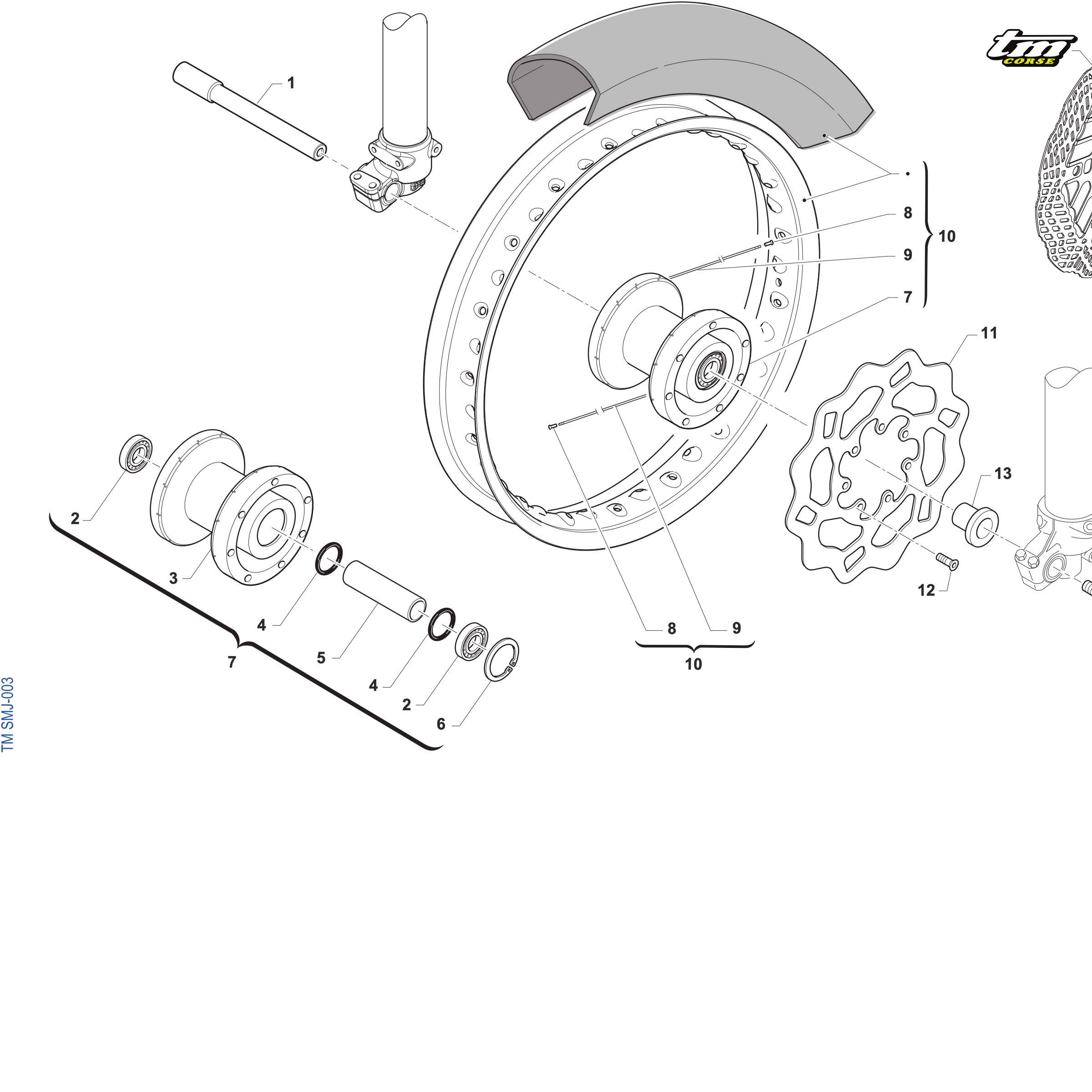 Pièces d'origine pour TM RACING 112 112 2T 112 SMX JUNIOR 2027 - Roue avant 12