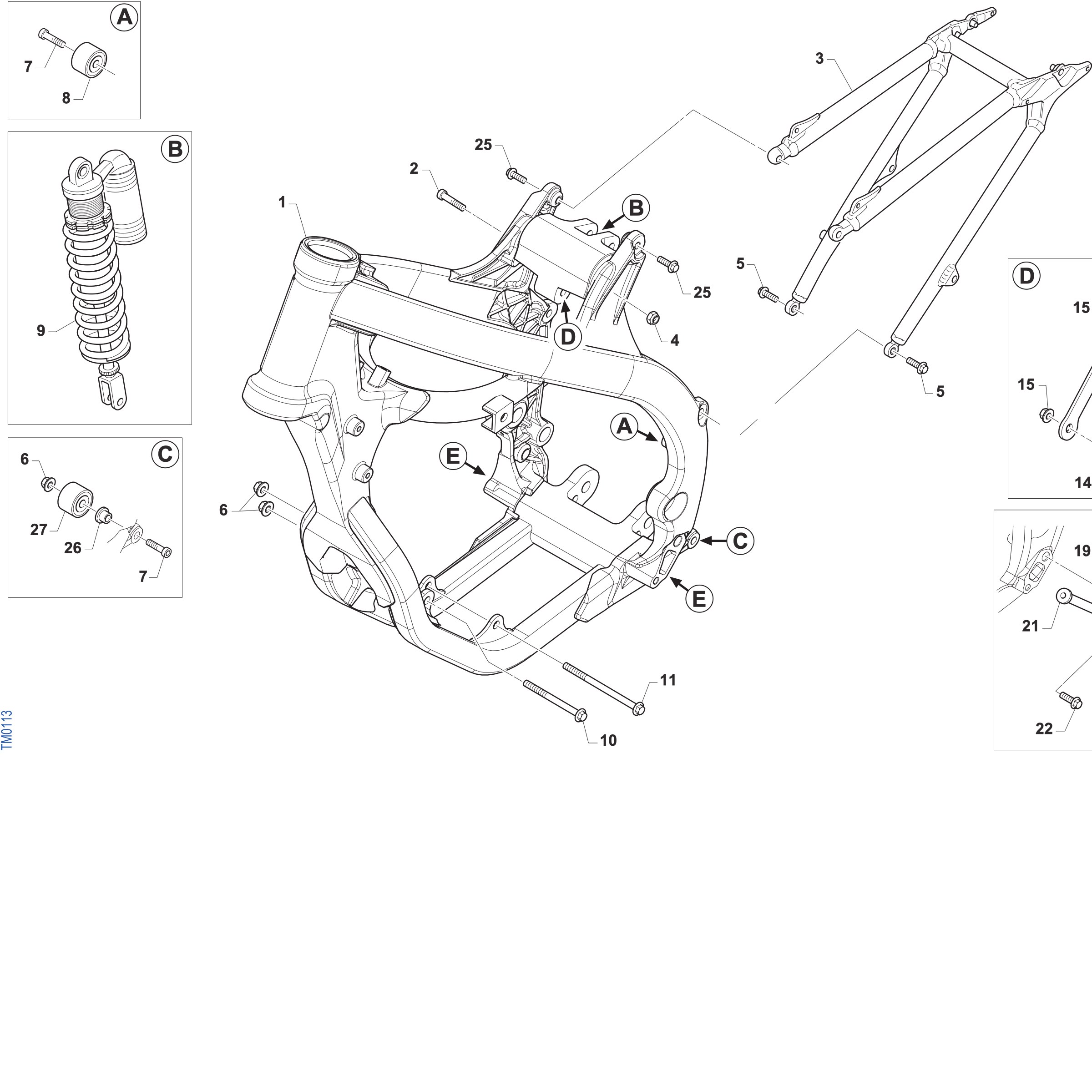 Pièces d'origine pour TM RACING 112 112 2T 112 SMX JUNIOR 2027 - Cadre et partie-cycle