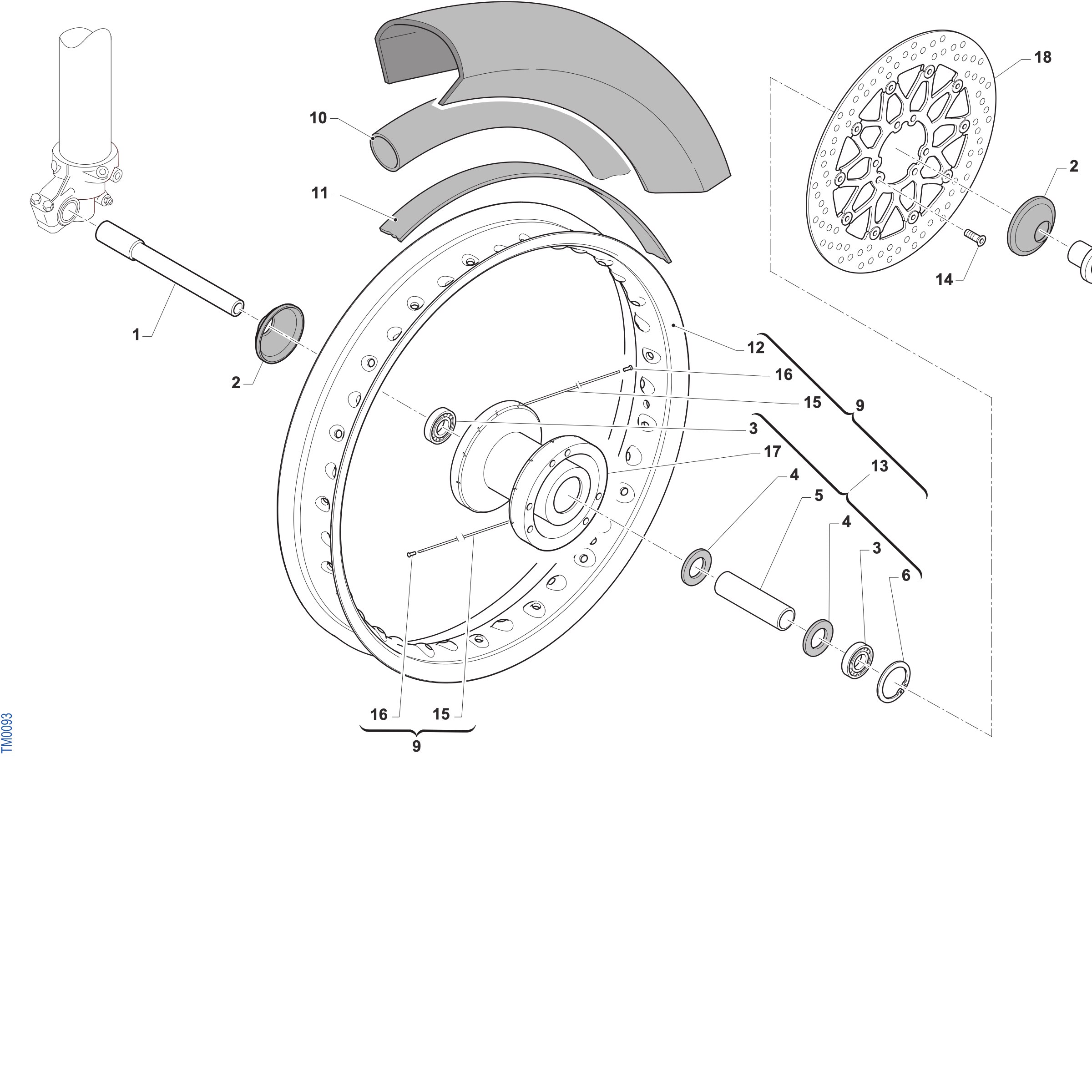 Pièces d'origine pour TM RACING 125 125 2T 125 Fi ES SMR Euro 5+ 2027 - Roue avant