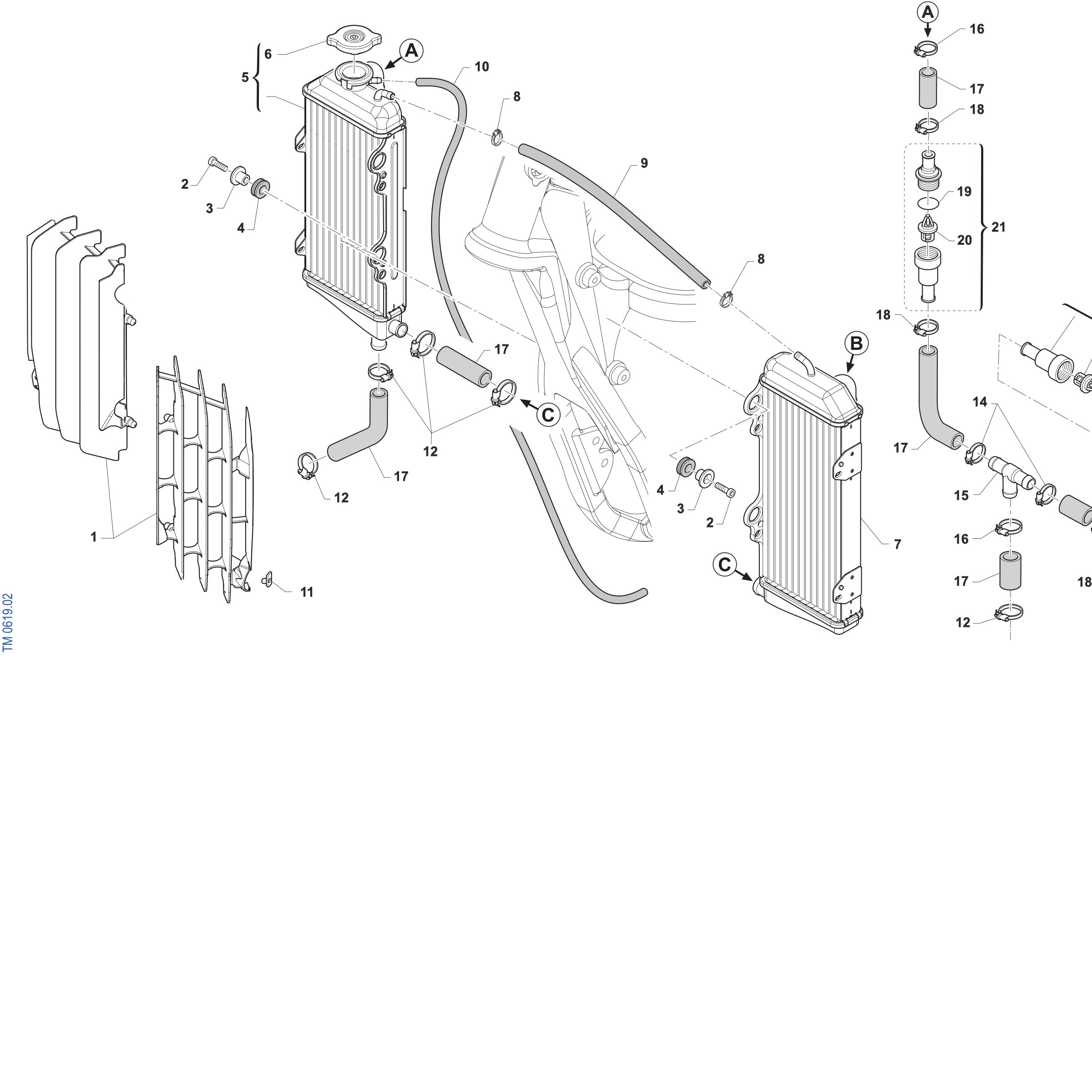 Pièces d'origine pour TM RACING 125 125 2T 125 Fi ES SMR Euro 5+ 2027 - Radiateurs