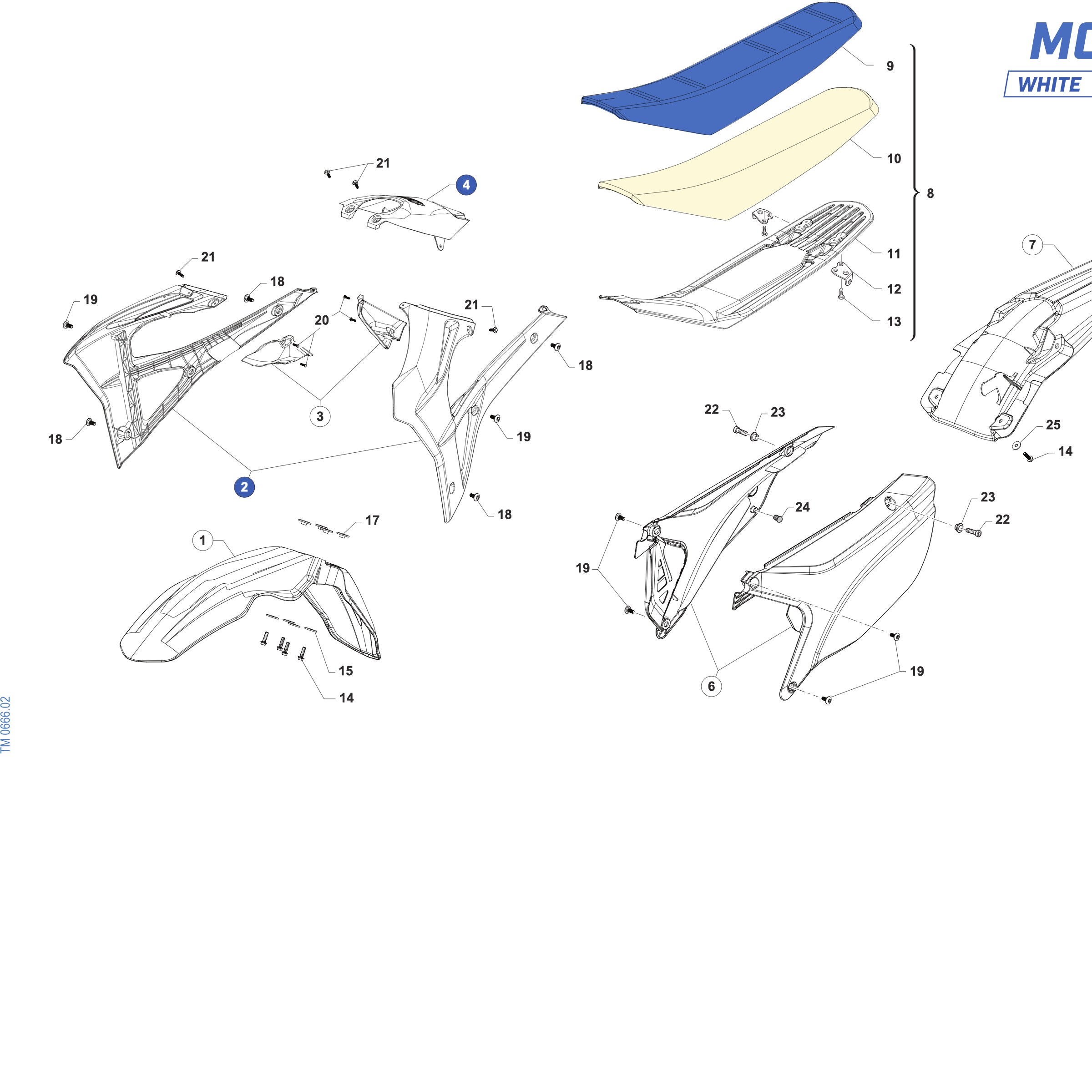 Pièces d'origine pour TM RACING 125 125 2T 125 Fi ES SMR Euro 5+ 2027 - Plastiques et selle 2T SMR Standard