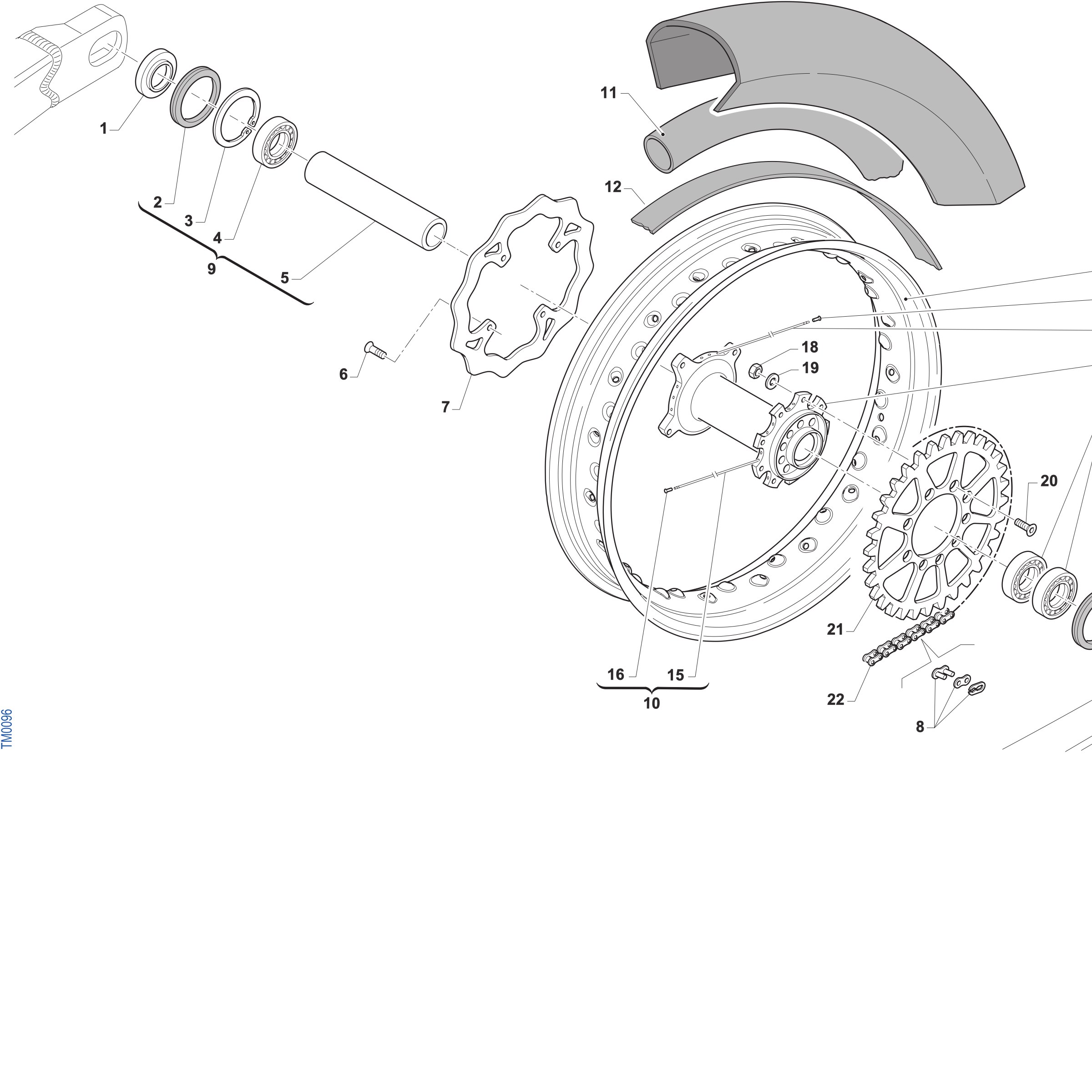 Pièces d'origine pour TM RACING 125 125 2T 125 Fi ES SMR Euro 5+ 2027 - Roue arrière