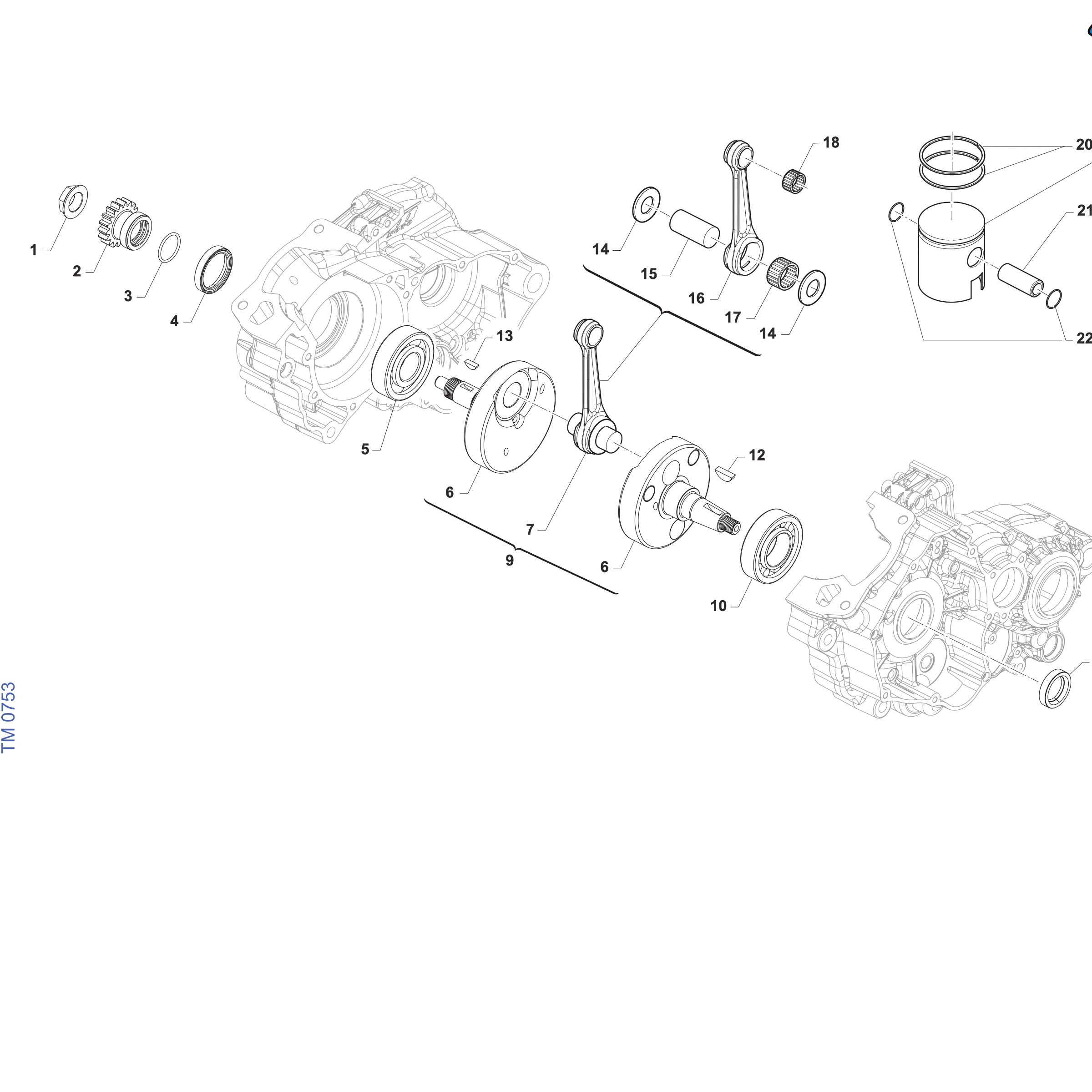 Pièces d'origine pour TM RACING 125 125 2T 125 Fi ES SMR Euro 5+ 2027 - Vilebrequin et piston