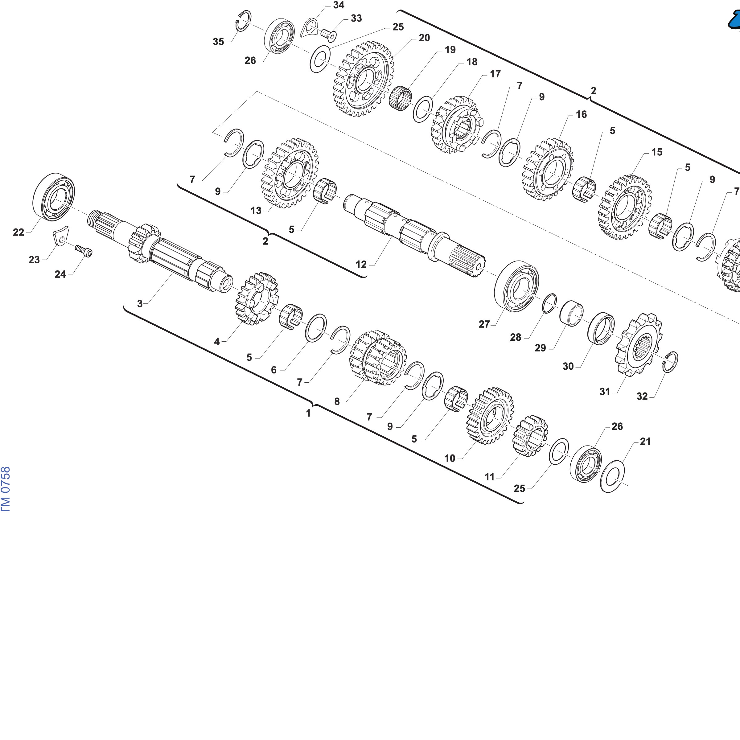 Pièces d'origine pour TM RACING 125 125 2T 125 Fi ES SMR Euro 5+ 2027 - Boîte de vitesses EN/SMR