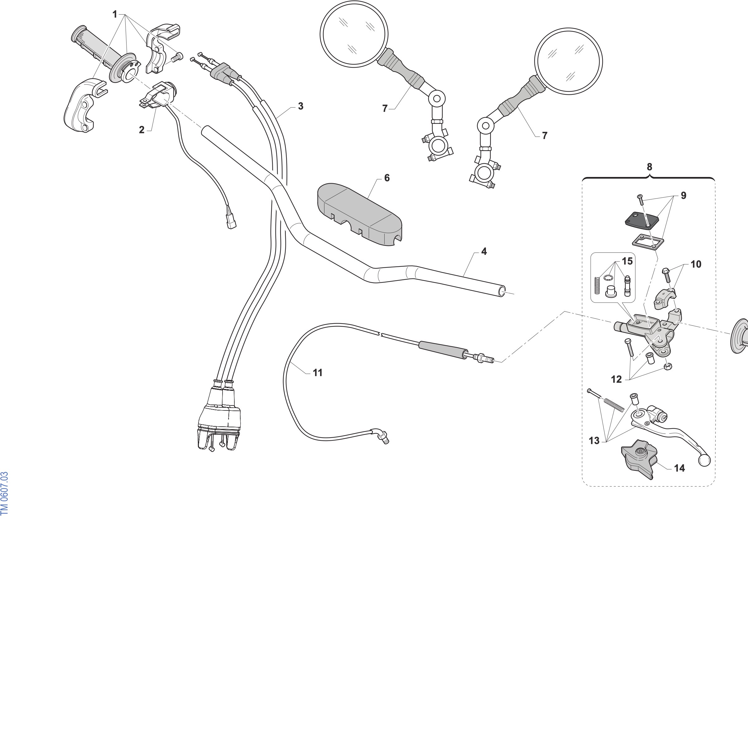 Pièces d'origine pour TM RACING 125 125 2T 125 Fi EN ES 2027 - Guidon et commandes