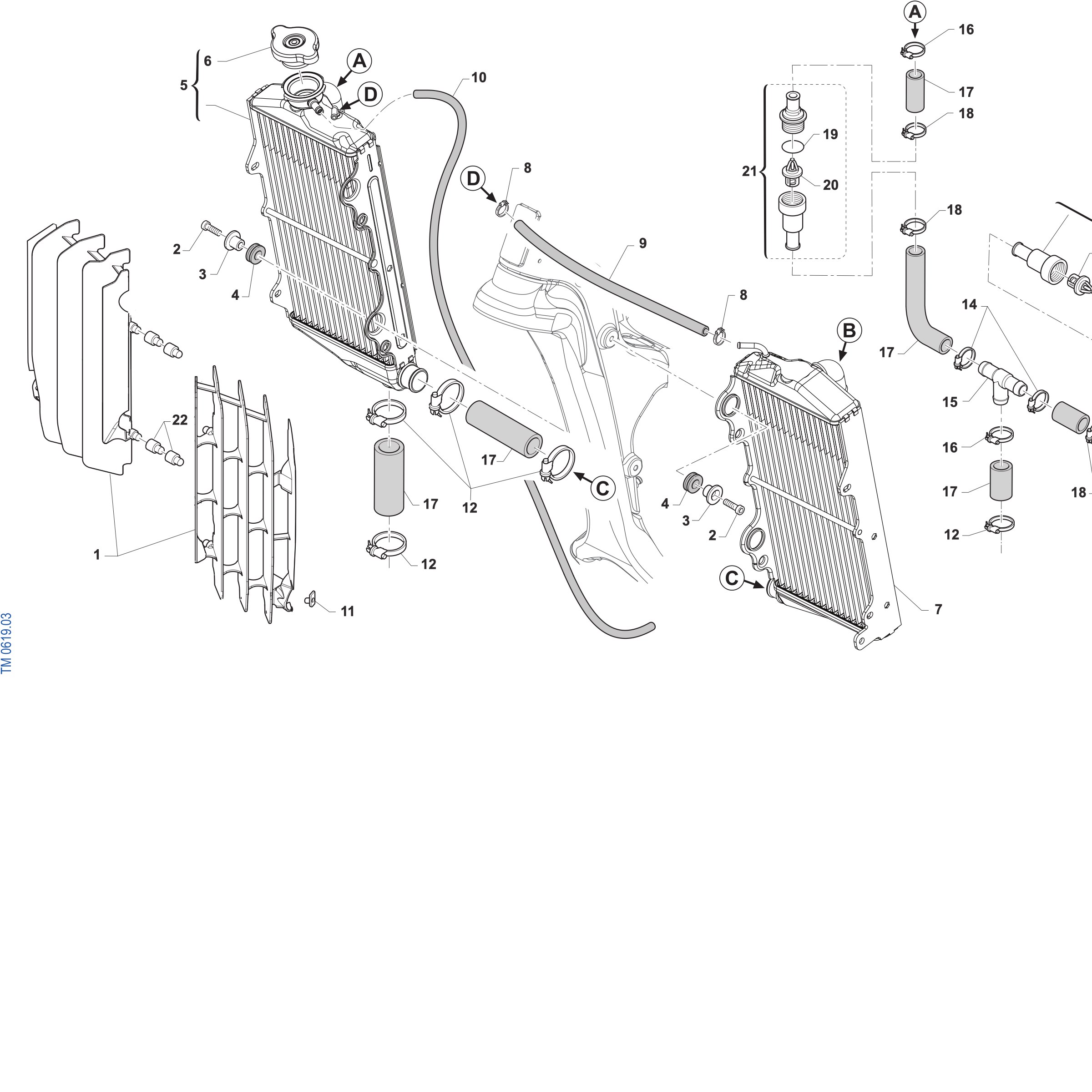 Pièces d'origine pour TM RACING 125 125 2T 125 Fi EN ES 2027 - Radiateurs