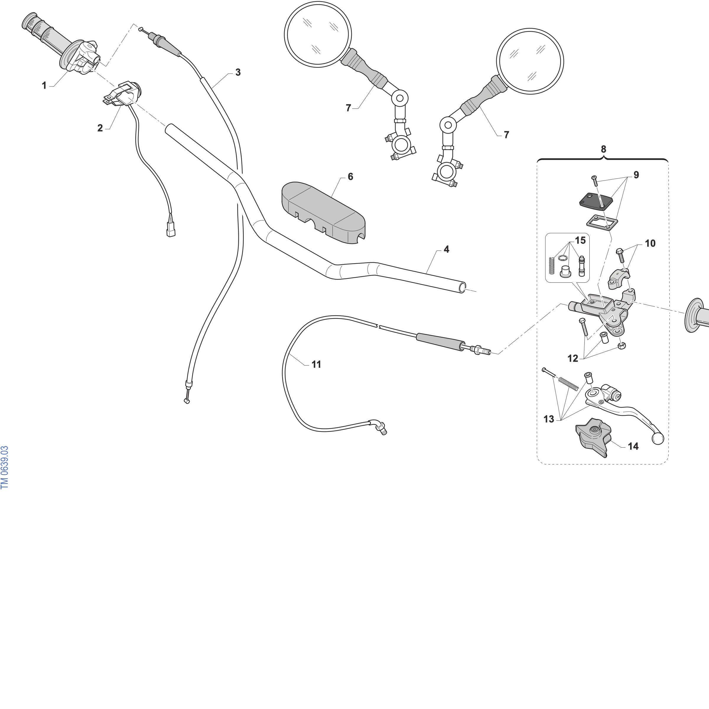 Pièces d'origine pour TM RACING 125 125 2T 125 EN ES 2027 - Guidon et commandes