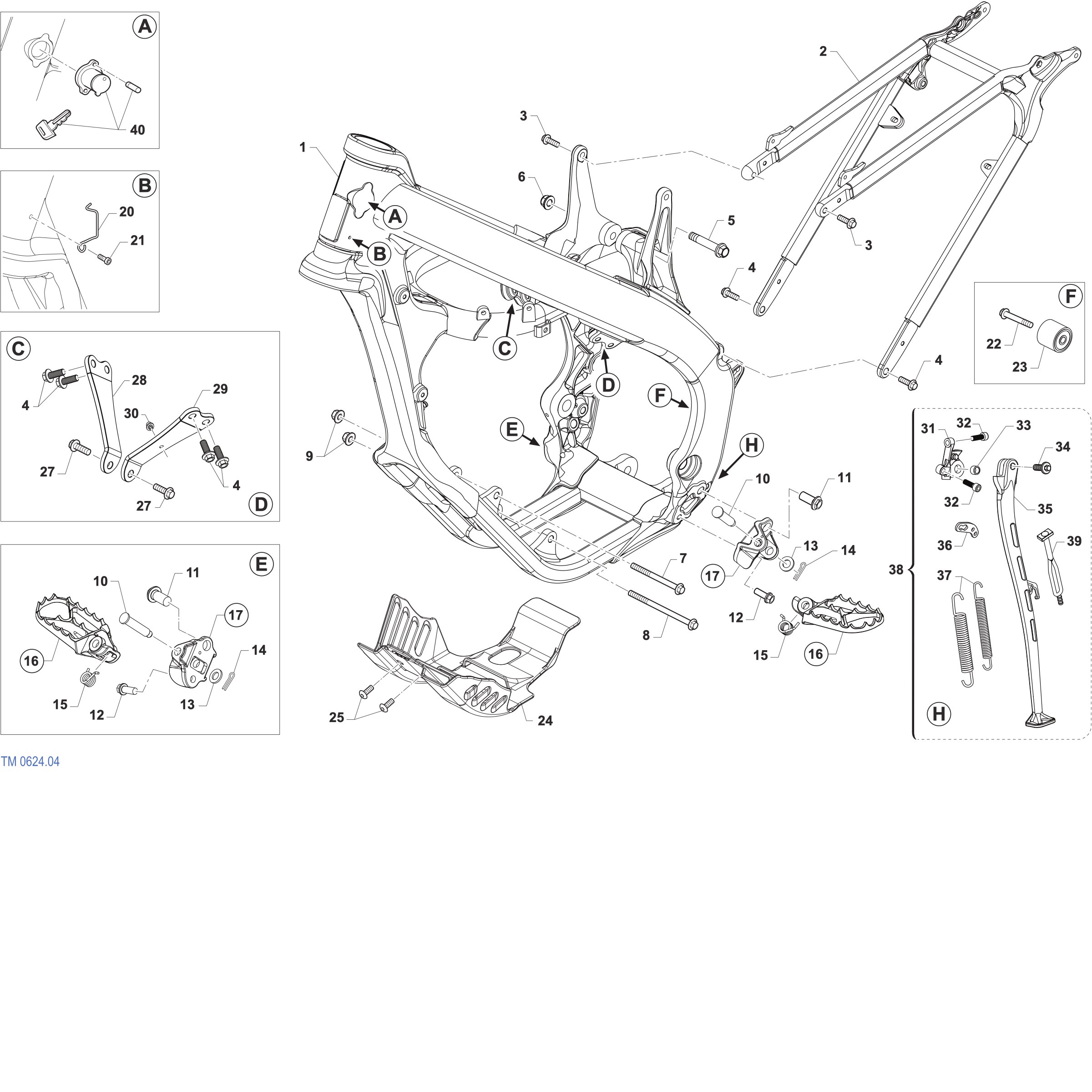 Pièces d'origine pour TM RACING 125 125 2T 125 EN ES 2027 - Cadre et partie-cycle