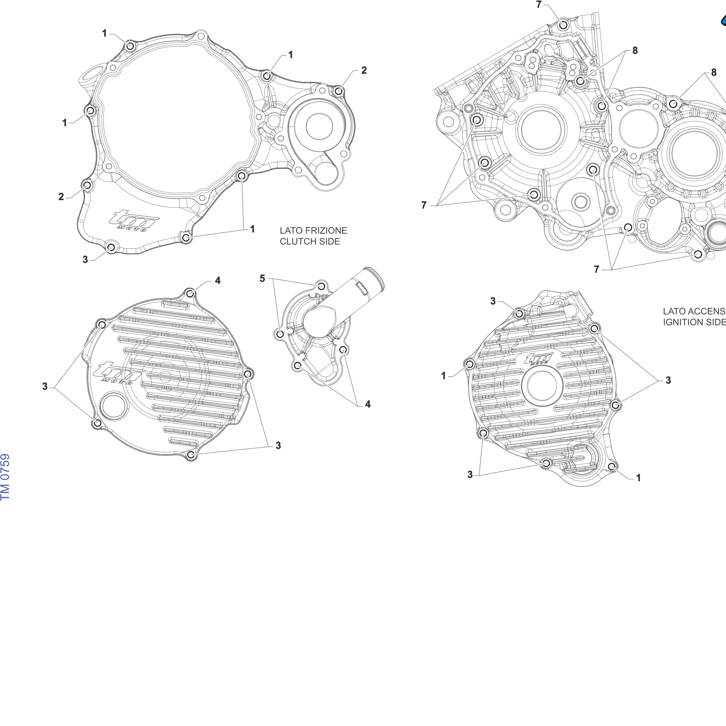 Pièces d'origine pour TM RACING 125 125 2T 125 EN ES 2027 - Visserie moteur