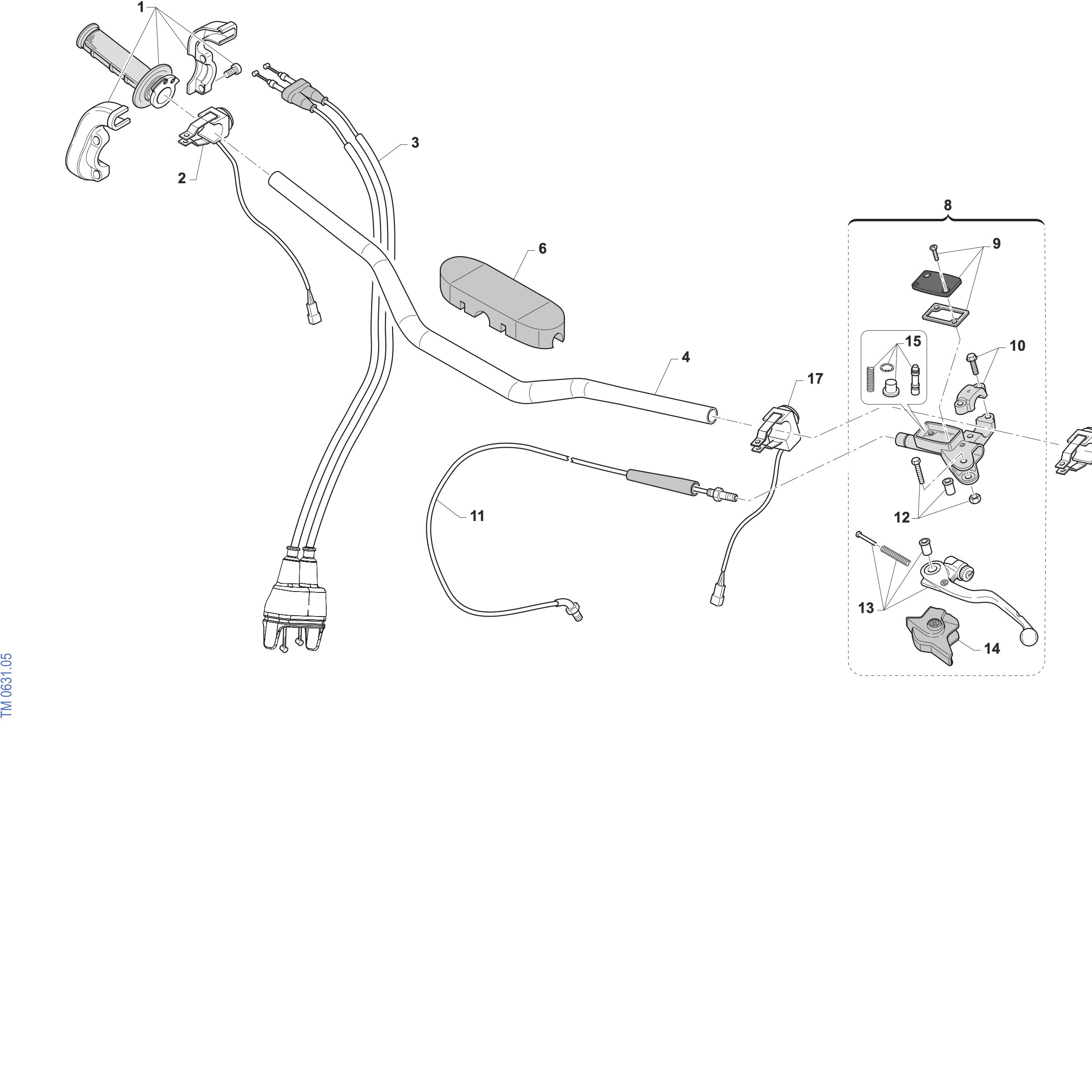 Pièces d'origine pour TM RACING 125 125 2T 125 Fi MX ES 2027 - Guidon et commandes