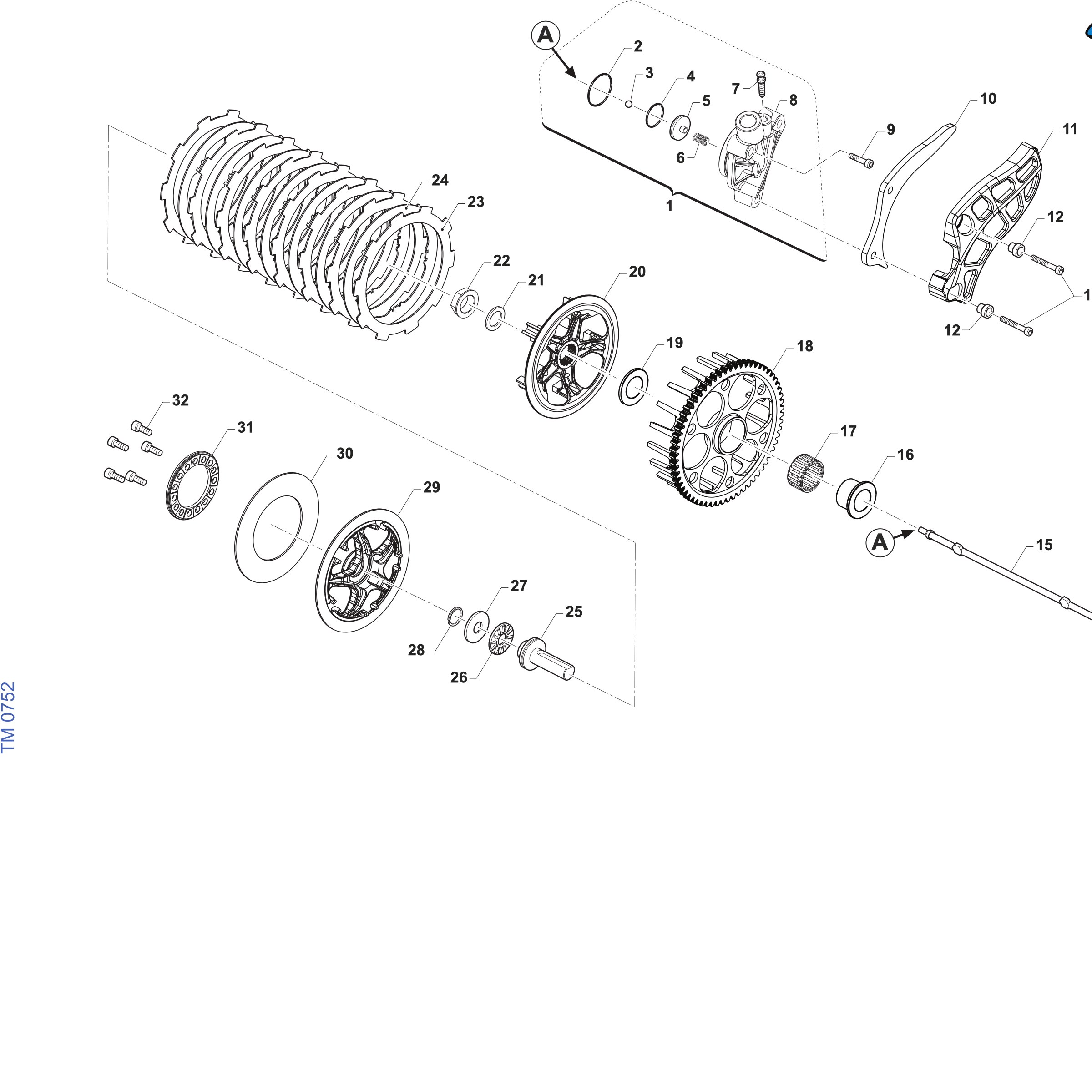 Pièces d'origine pour TM RACING 125 125 2T 125 Fi MX ES 2027 - Embrayage