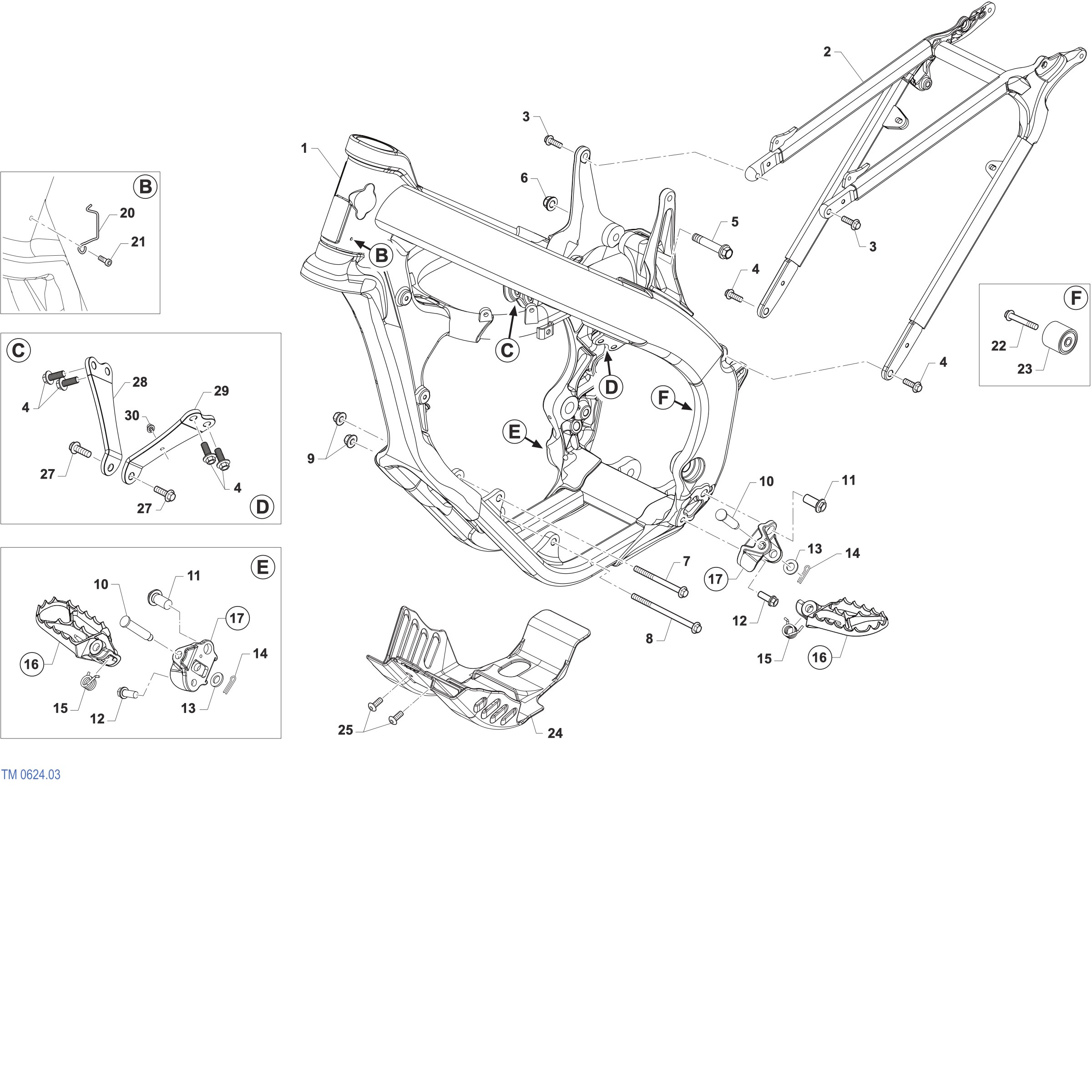 Pièces d'origine pour TM RACING 125 125 2T 125 MX ES 2027 - Cadre et partie-cycle