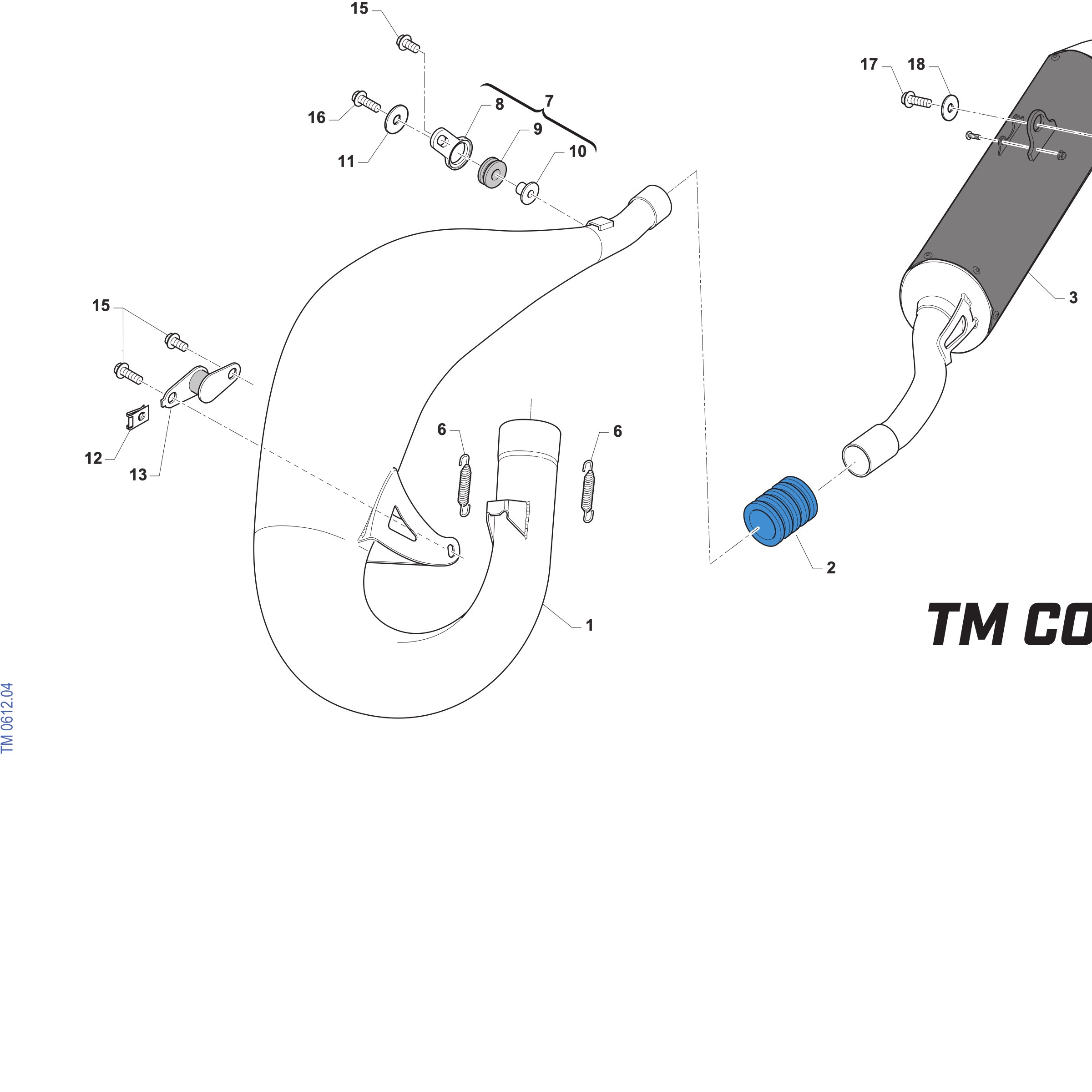 Pièces d'origine pour TM RACING 125 125 2T 125 MX ES 2027 - Échappement 125 MX 2026 CORSE