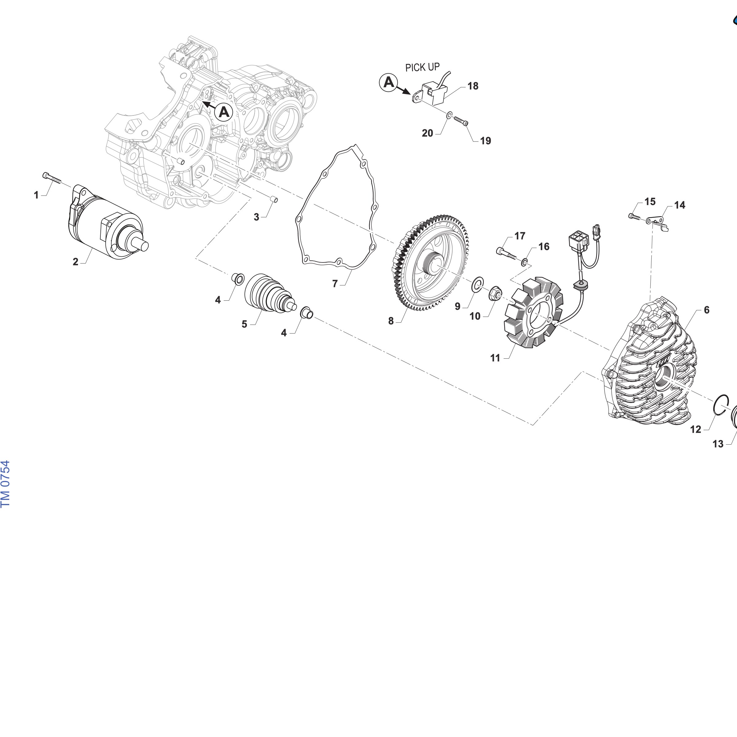 Pièces d'origine pour TM RACING 125 125 2T 125 MX ES 2027 - Allumage 125 MX carburateur