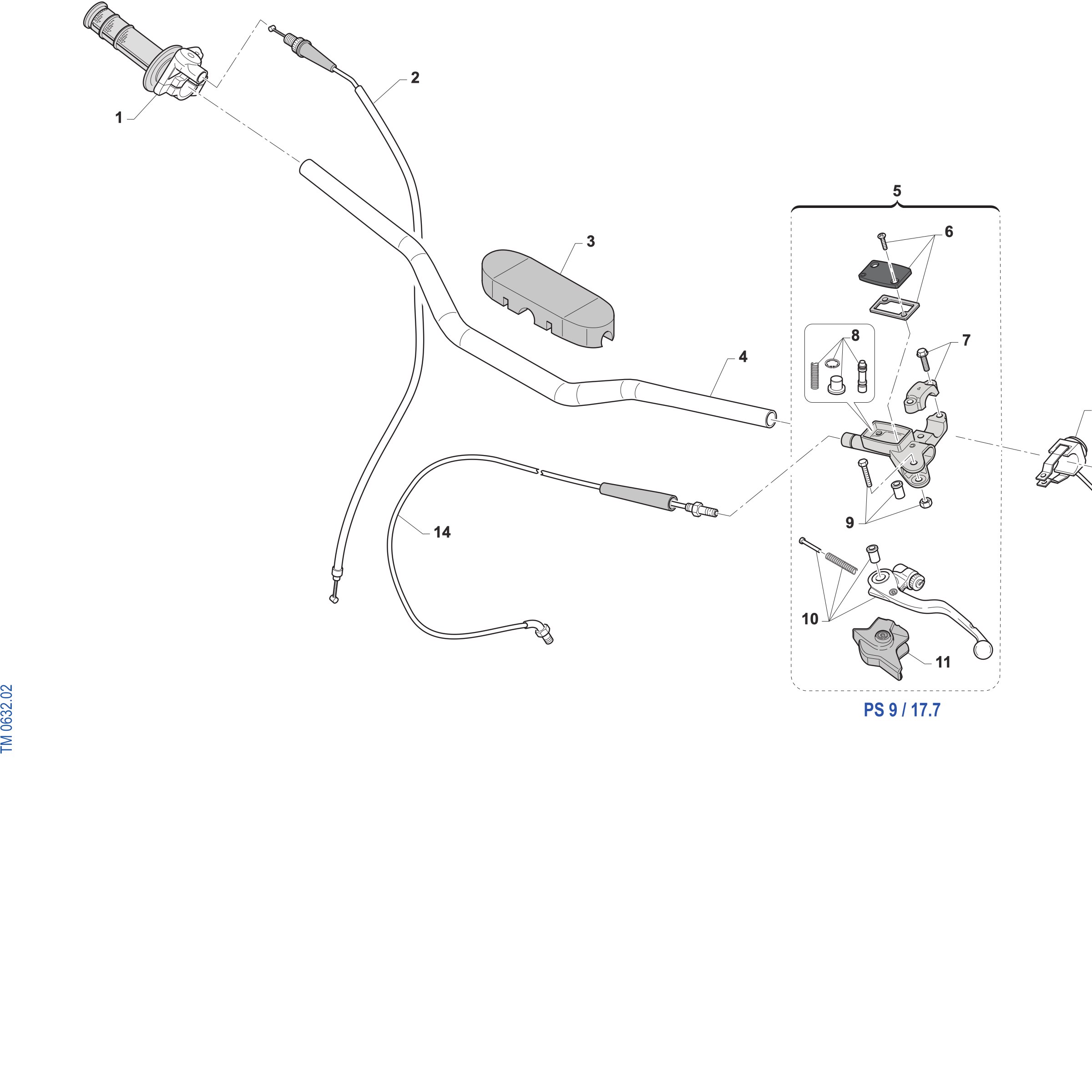 Pièces d'origine pour TM RACING 144 144 2T 144 MX 2027 - Guidon et commandes